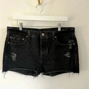 Levi's‎ 501 Black Button Fly Cutoff Denim Jean Shorts Size 30